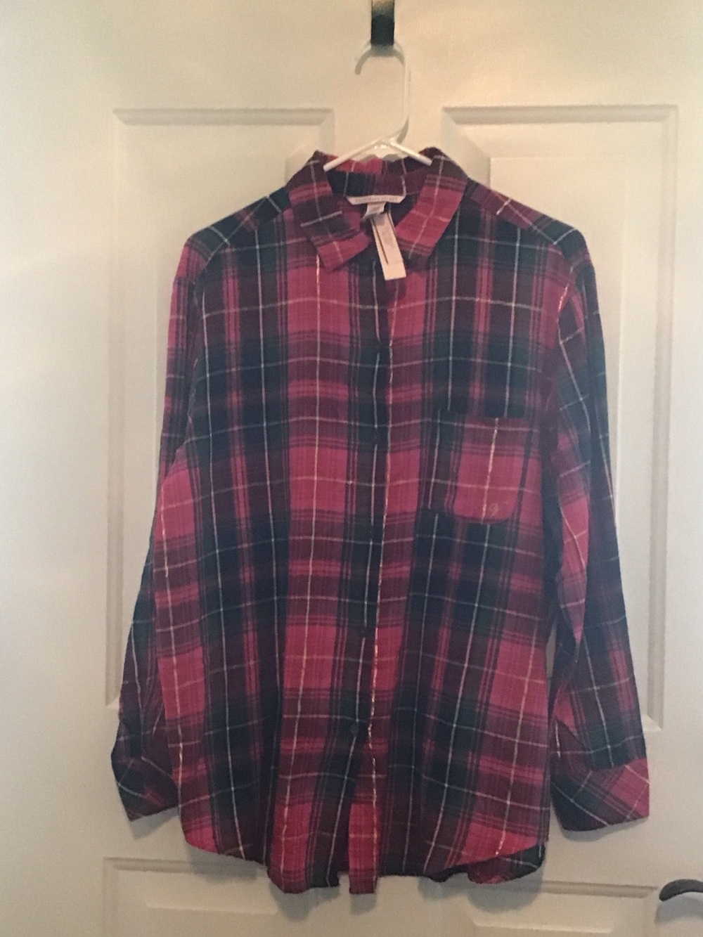 Victoria's Secret Pink, red, black and green glitter nightshirt. Small.